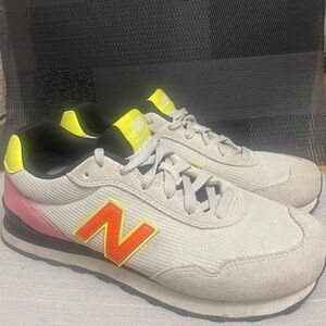 New Balance Gray Sneakers with Neon Pink and Yellow
